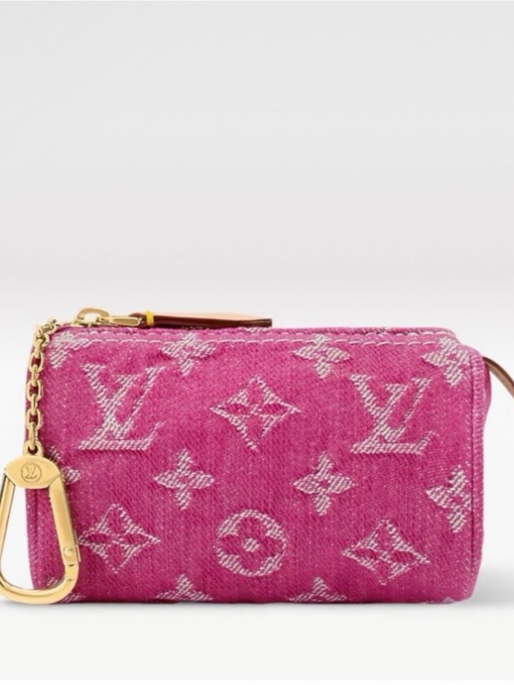 Louis Vuitton Pink Monogram Denim Trousse Speedy Mini Pouch with Gold Hardware